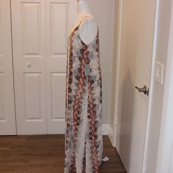 NWT west Kei Color Peach Snake Maxi dress Women size S small - Picture 6 of 14